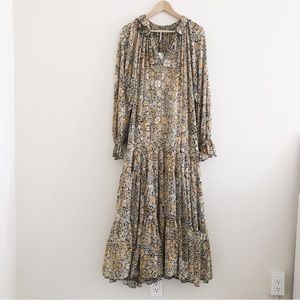 Free People Feeling Groovy Floral Maxi Dress Black Combo Size Medium